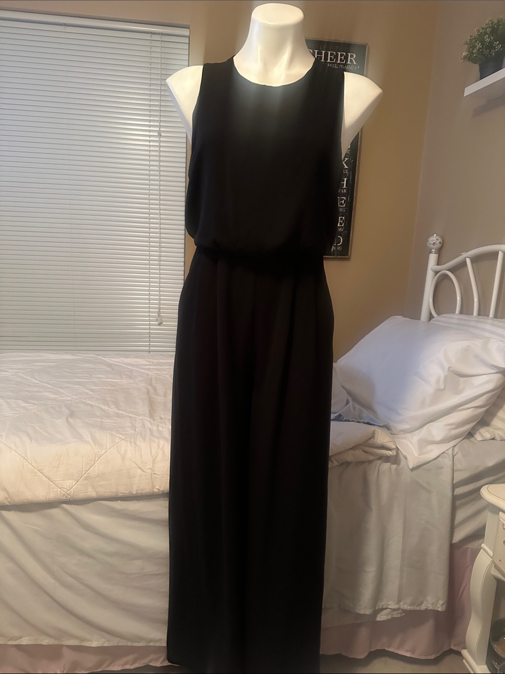 Classic Black Sleeveless jumpsuit Dress - Elegant Evening Wear. Slit back. NWT